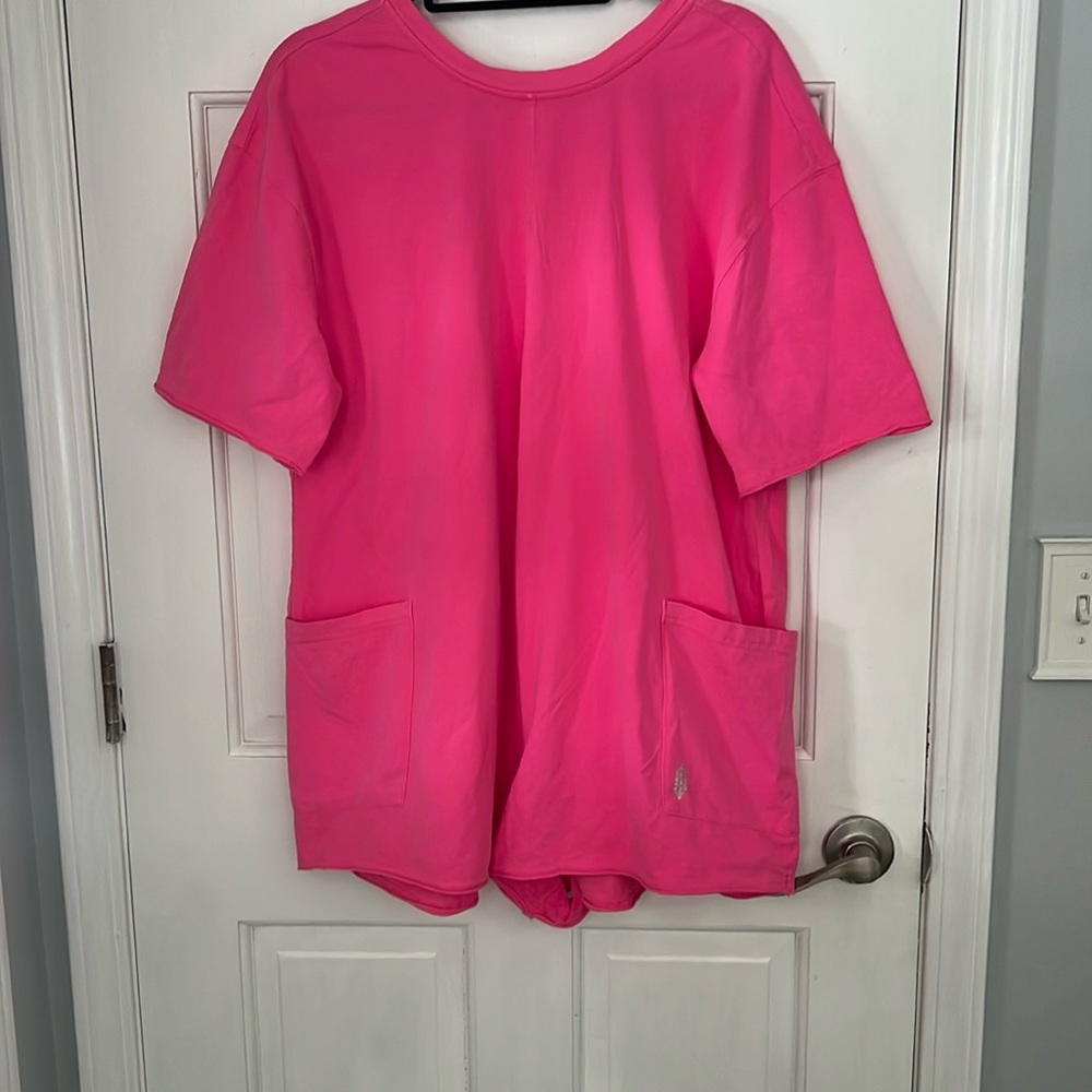 NWOT Free People Movement HOT SHOT Tee Romper in Pink Lemonade